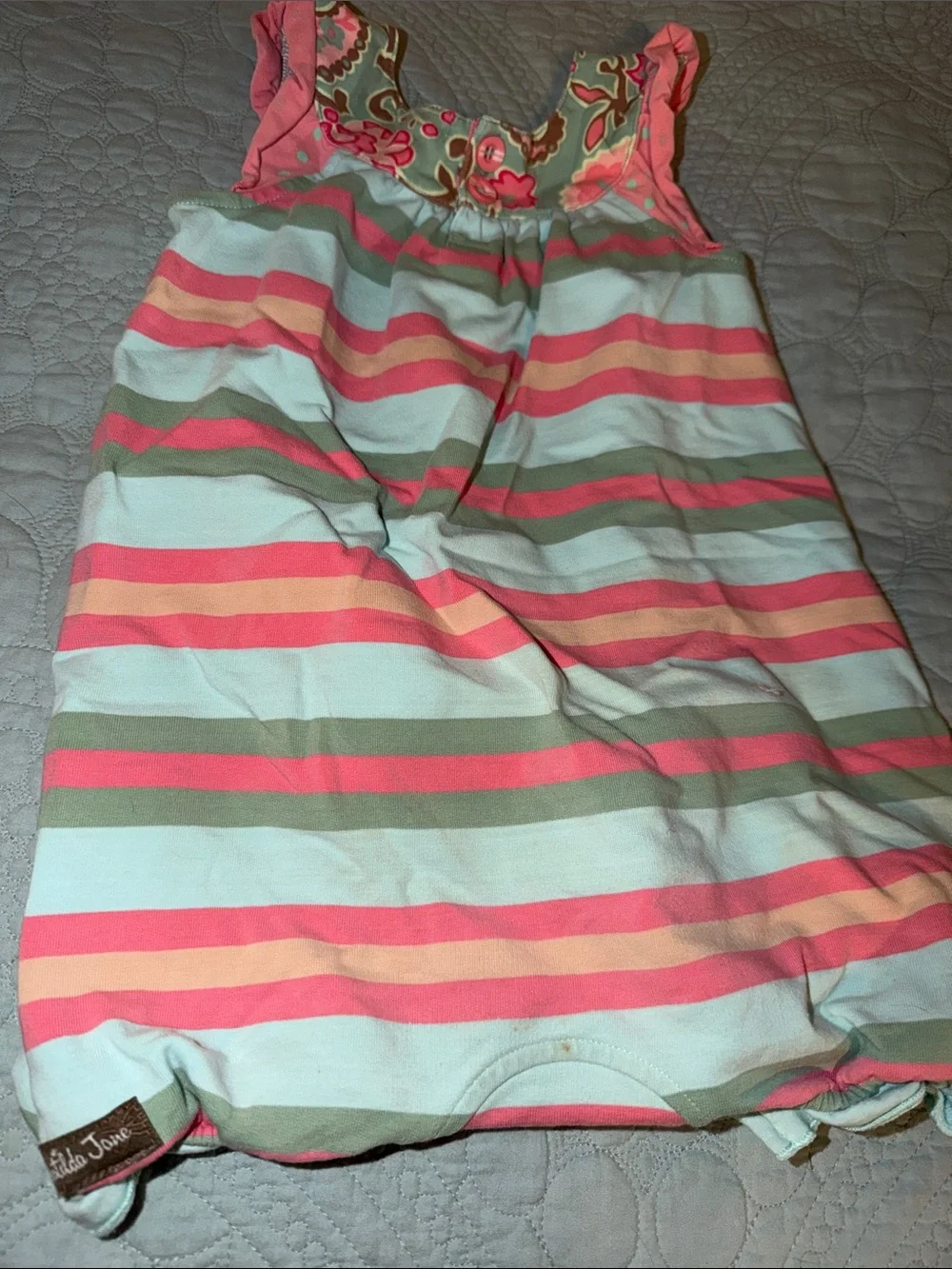 Matilda Jane Pink Mint Striped Bubble Romper